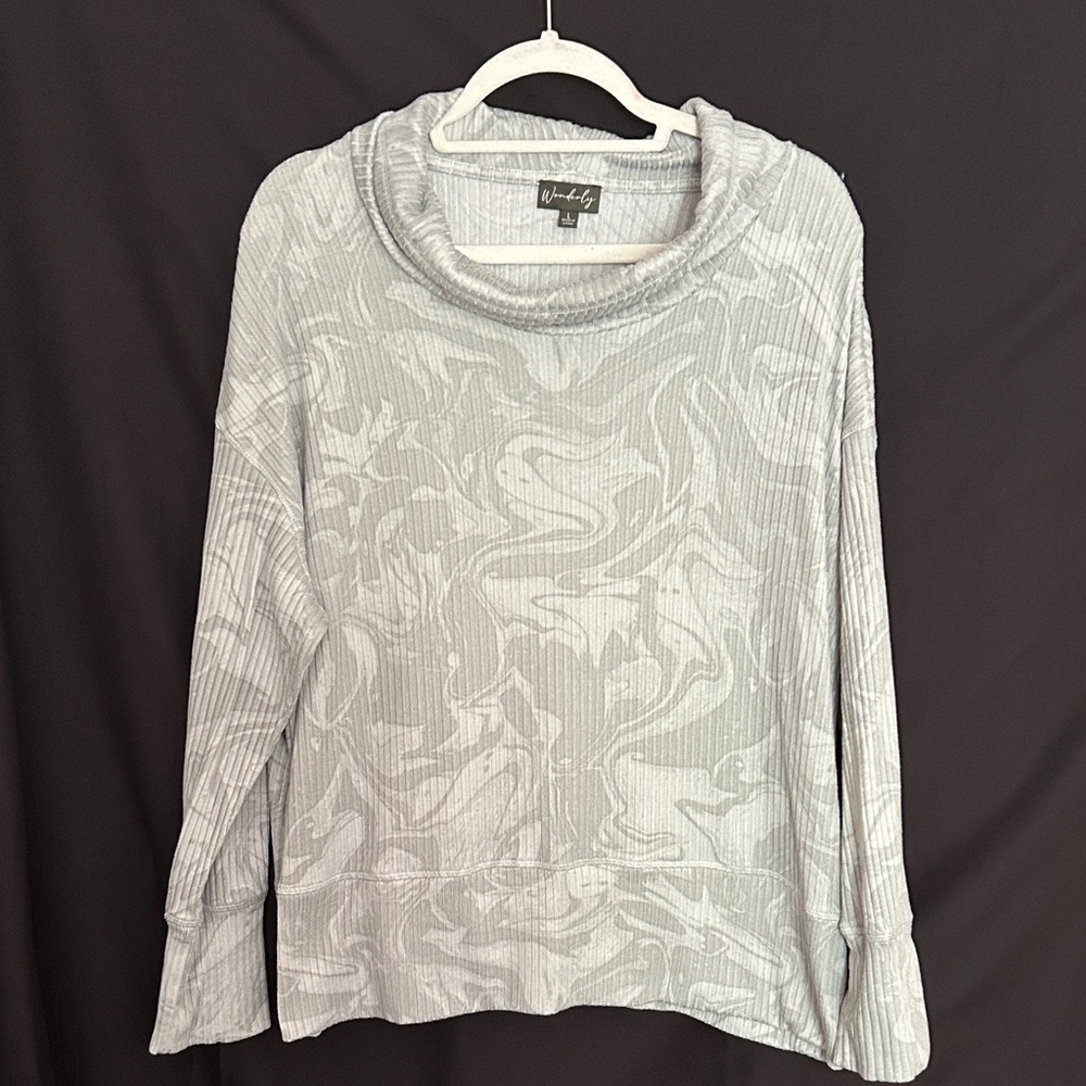 Wonderly Light Gray Marbled Cowl Sweater